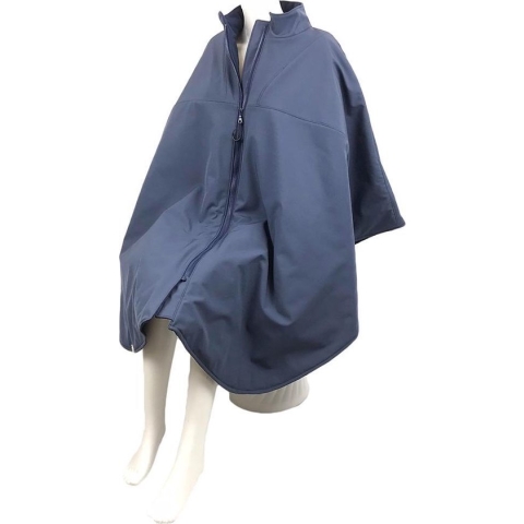 Warme rolstoelcape met hele lange rits - Donkerblauw