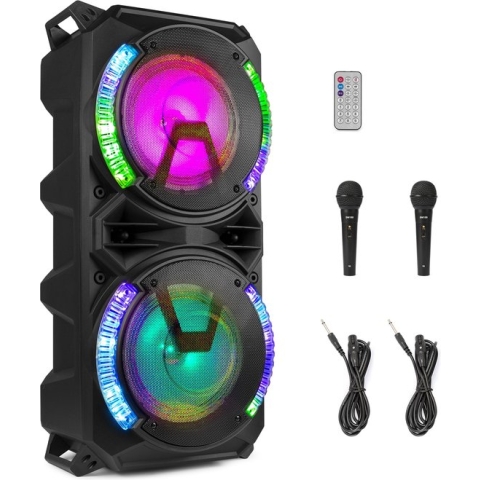 Party speaker Bluetooth - Fenton LIVE280 - 900 Watt - Partybox op accu - karaoke set met 2 microfoons