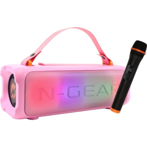 N-Gear Blazooka 703P - Draagbare Bluetooth Speaker - Karaoke Set - Met Microfoon & Verlichting - Roze