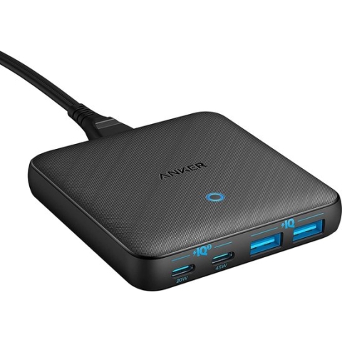 Anker USB C snellader, PowerPort Atom III Slim 65W 4-poorts PIQ 3.0 GaN muurlader met Dual USB C-poorten voor MacBook, USB C-laptops, iPad Pro, iPhone, Galaxy S21, en meer