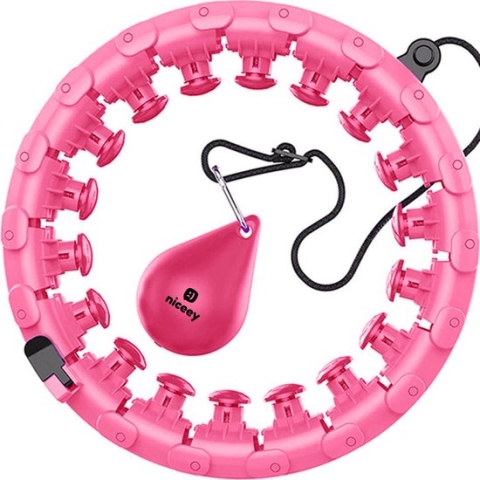 Niceey Fitness Hoelahoep Volwassenen – Sport Hula Hoop met Gewicht – Hoepel - Verstelbaar tot 150cm Omtrek – Thuis Sporten – Roze