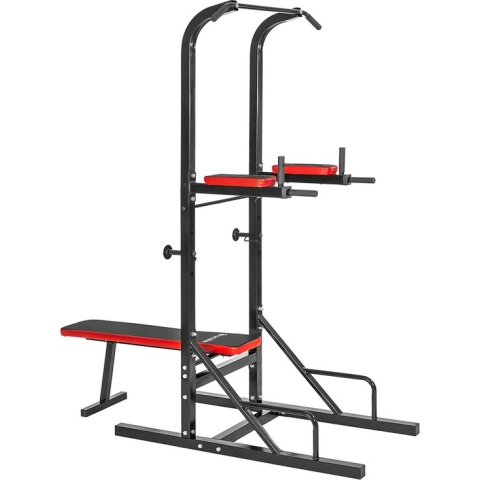 tectake  - krachtstation dipstation met optrekstang en drukbank - 404161