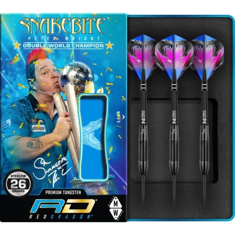 RED DRAGON - Peter Wright Snakebite 3: Steeltip Tungsten Dartpijlen Professioneel - 26 gram