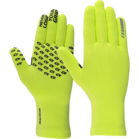 GripGrab - Waterproof Knitted Thermo Fietshandschoenen Regen Handschoenen - Geel Hi-Vis - Unisex - Maat M/L