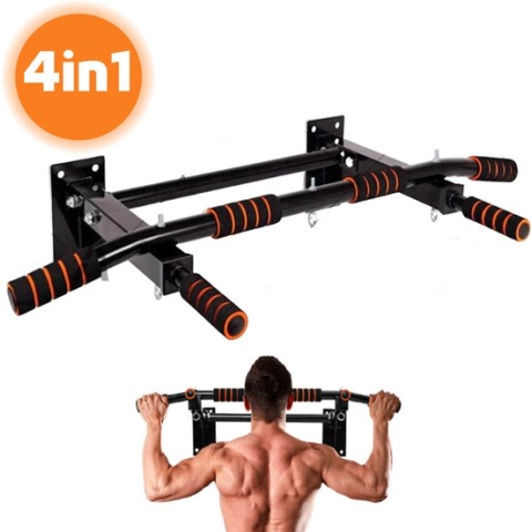 Professionele 4in1 Pull up bar - Pull up station - Fitness Optrekstang - Wandmontage - Eenvoudige bevestiging - 150KG Draagkracht - 6 Handgrepen - Multifunctionele ring