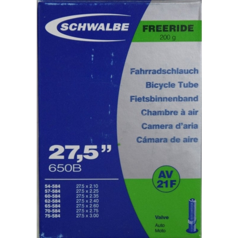 Schwalbe Binnenband AV21F - 27.5/27.5+ inch - 54/75-584 - 27.5 x 2.1-3 inch - 40 mm - AV - Butyl rubber - Zwart
