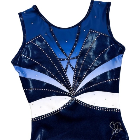 Sparkle&Dream Turnpakje Roos Navy Wit - Maat ASM 158/164 - Gympakje voor Turnen, Acro, Trampoline en Gymnastiek
