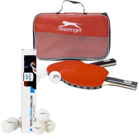 Tafeltennis of ping pong spelen setje van 2 batjes en 9x tafeltennisballetjes en opbergtas