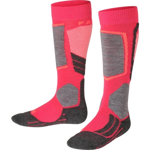 FALKE SK2 Intermediate Skiën anti blaren, anti zweet merino wol wintersportsokken kinderen roze - Maat 27-30