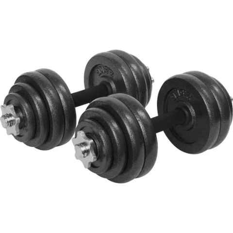 Verstelbare Dumbbell set 30 kg met koffer - Gietijzeren gewichten - 2x 15 kg