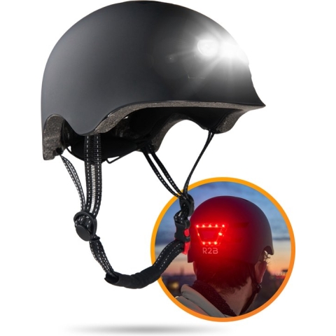 R2B® Fietshelm Volwassenen - LED-verlichting - Maat M - 54-58 cm - Fietshelm Dames Elektrische Fiets - Fietshelm Heren -Ook als Skatehelm/Skeelerhelm - Fiets Helm