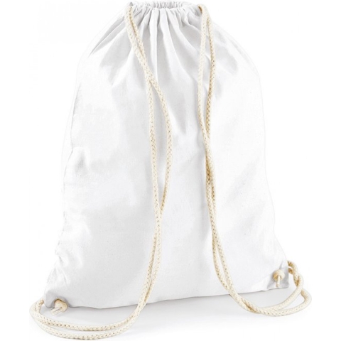 Sporten/zwemmen/festival gymtas wit met rijgkoord 46 x 37 cm van 100% katoen - Kinder sporttasjes