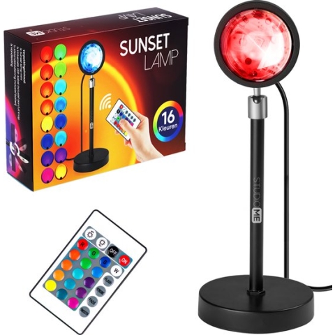 Studio ME - Sunset lamp – projectorlamp – Sfeerverlichting binnen – 16 kleuren – LED – afstandsbediening – 360 graden draaibaar - Sfeerlamp - Galaxy projector