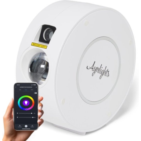 Aynlights® Slimme Sterren projector [Orgineel]- Wit - Met Bluetooth - inclusief ADAPTER - Galaxy lamp - Aurora Galaxy projector - Bediening via App, apparaat, Alexa en Google Home - Sterrenhemel - Star projector - Ruimtehemel - Cadeau
