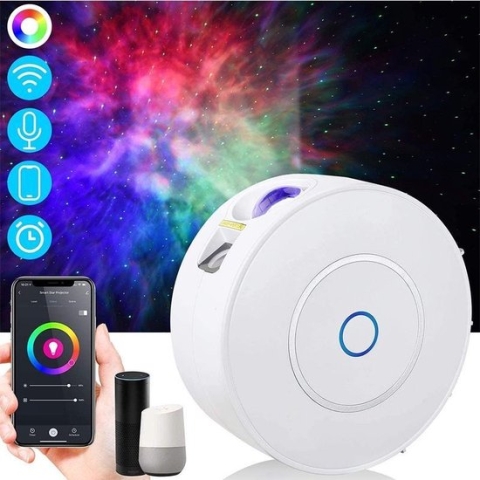 FlinQ Slimme Sterrenprojector - Sterrenhemel projectie - Wolkenprojector - Bestuurbaar via app of apparaat - LED - RGB - Wit
