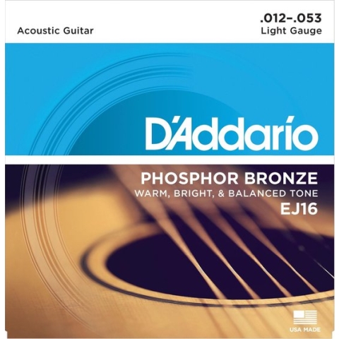 D'Addario akoestische gitaar snaren EJ16 Phosphor Bronze Light 12-53