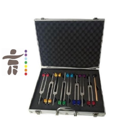 Inuk Chakra Stemvork Set - Professioneel - Aluminium Koffer - 8 stemvorken en slagstok - Chakra Sound Healing - Cosmic healing