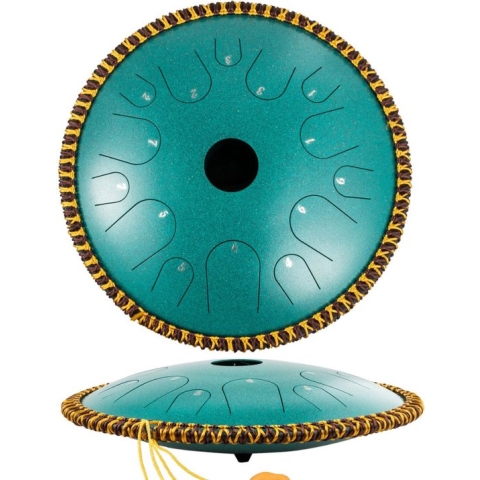 Happyment Stalen Tongdrum - Tongtrommel - Schijftrommel - Tong Drummer - Steel Tongue Drum - Klankschaal - Percussie Instrument - Handpan Drum met Accessoires - Groen - 14 Noten - 30 cm
