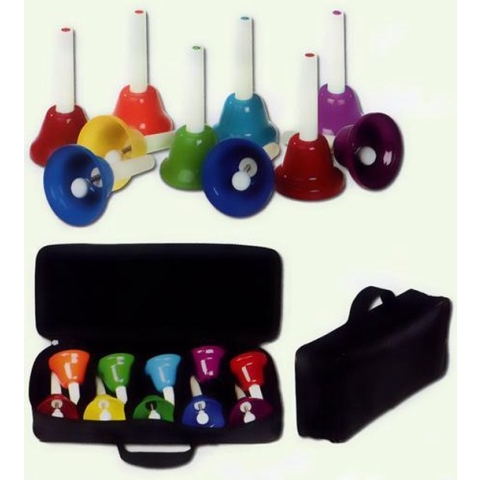 GO Percussion Handbellen 10 stuks, incl.opberg zak. (Dezelfde kleur als de BOOMWHACKERS)