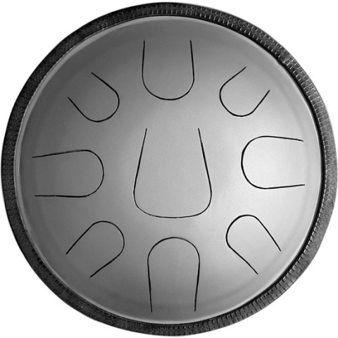 LIDAH® Steel Tongue Drum - Equinox Zephyr Series - 36 cm Handpan + Muziekboekje - voor Kinderen en Volwassenen - Lotus Yoga Klankschaal - Silver