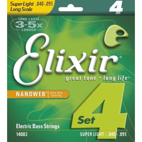 Elixir 14002 Nanoweb 4-String Super Light Long Scale 40-95