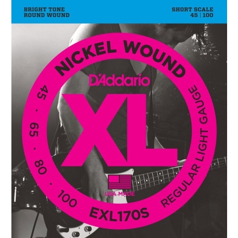 D'Addario EXL170S Regular Light 45-100 Short Scale 045 bassnarenset