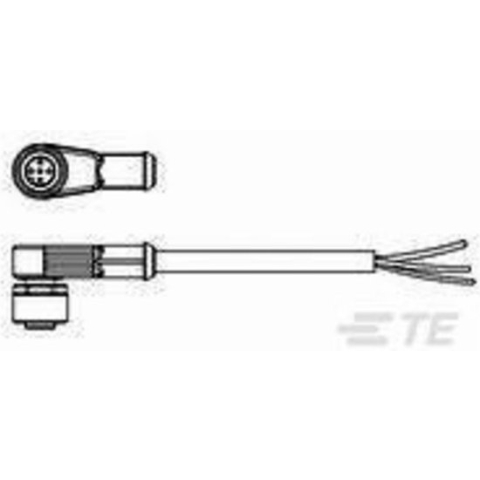 TE Connectivity 2273012-1 Sensor/actuator connector, geassembleerd M8 Aantal polen: 4 Bus, haaks 1.50 m 1 stuk(s)