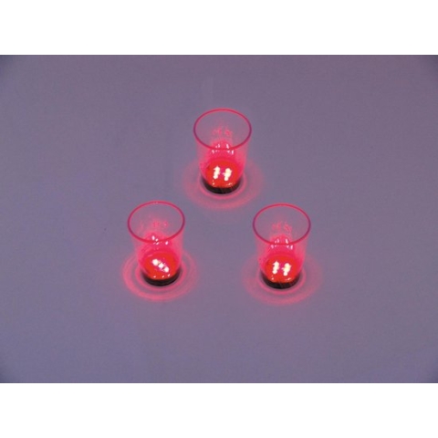 EUROPALMS Shot glazen met dobbel spel - LED verlichting  Rood  - set van 3