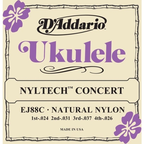 D'Addario EJ88C Natural Nylon Nyltech Concert Ukulele ukelelesnaren
