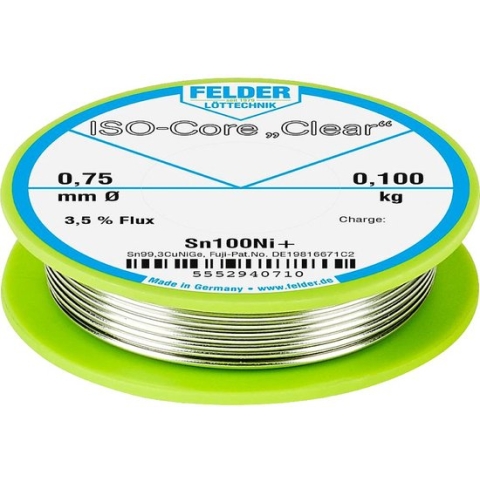 Felder LAttechnik ISOCore Clear Sn100Ni+ Soldeertin Spoel Sn
