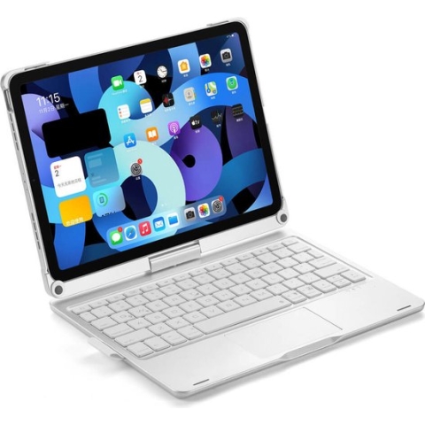 iPadspullekes - Apple iPad Pro 11 inch 2020/2021/2022 Toetsenbord Case - Bluetooth Toetsenbord hoes - 360 graden draaibaar met Touchpad Muis - Zilver