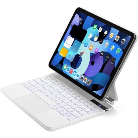 Case2go - iPad Air 10.9 (2020/2022) case - Bluetooth Toetsenbord hoes - met Touchpad en Toetsenbordverlichting - Wit