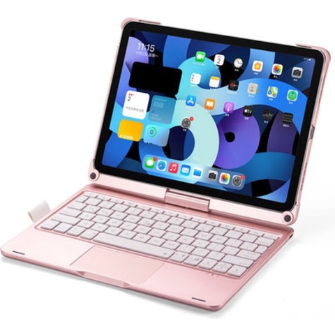 iPadspullekes - Apple iPad Pro 11 inch 2018/2020/2021/2022 Toetsenbord Case - Bluetooth Toetsenbord Hoes - 360 graden draaibaar met Touchpad Muis - Rosé Goud