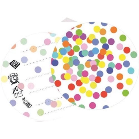 Uitnodigingskaarten confetti 6 stuks