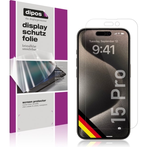 dipos I 6x Beschermfolie helder compatibel met Apple iPhone 15 Pro Folie screen-protector