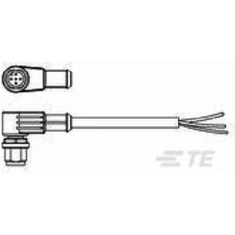 TE Connectivity 1-2273088-1 Sensor/actuator connector, geassembleerd M12 Aantal polen: 5 Stekker, haaks 1.50 m 1 stuk(s