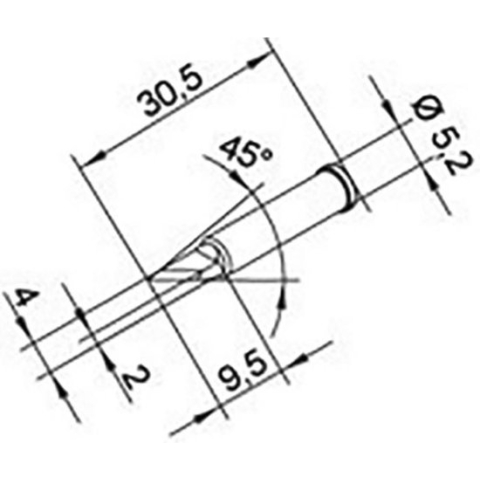 Ersa 0102BDLF20 Soldeerpunt Mesvorm, recht, Recht Grootte soldeerpunt 2 mm Inhoud: 1 stuk(s)