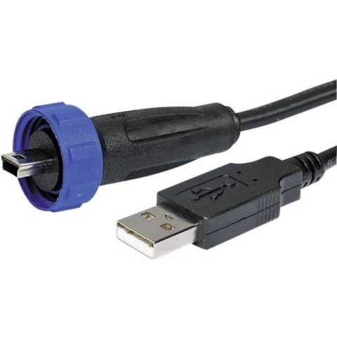 Adapter voor USB-connector 2.0 - IP68 Stekker, recht PX0441/2M00 USB A/Mini USB B PX0441/2M00 Bulgin 1 stuk(s)