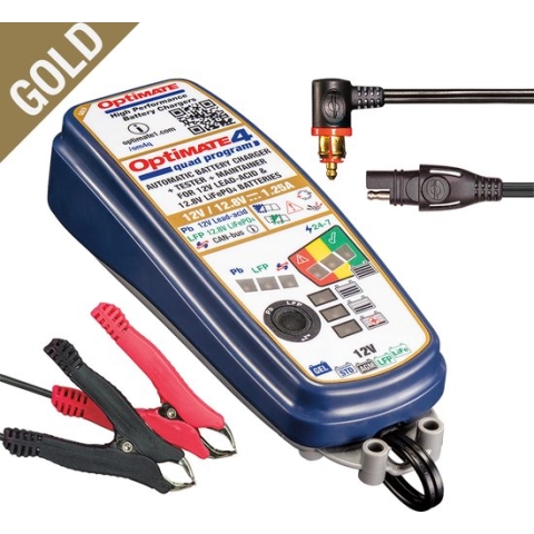 Tecmate Optimate 4 - Dual program Druppellader 12V 1A CAN-bus edition met BMW adapter TM350