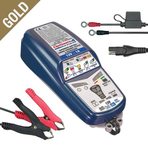 Tecmate Optimate 4 Acculader - Dual program - 12V / 1A Motorfiets Scooter ATV TM340