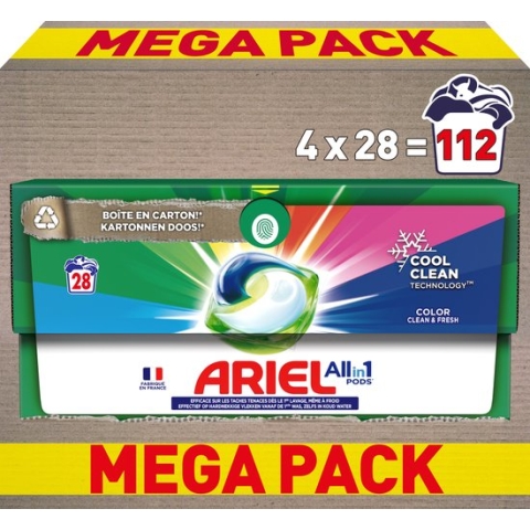 Ariel All-in-1 Wasmiddel Pods - Kleur - voordeelverpakking 4 x 28 Wasbeurten