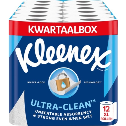 Kleenex keukenpapier - Keukenrol Ultra Clean  - 12 Maxi XL rollen - Voordeelverpakking