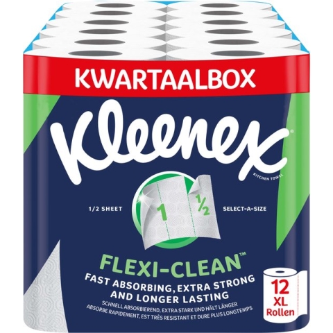 Kleenex keukenpapier - Keukenrol Flexi Clean - 12 Maxi XL rollen - Voordeelverpakking