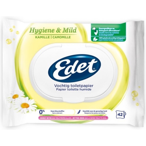 Edet Kamille vochtig wc papier - 7 stuks - met natuurlijke kamille extracten