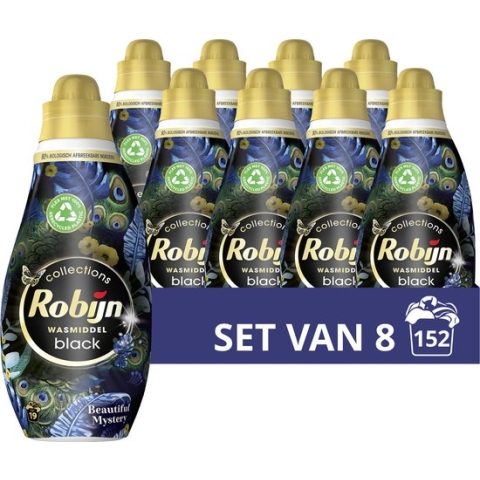 Robijn Klein & Krachtig Collections Black Beautiful Mystery Vloeibaar Wasmiddel - 8 x 19 wasbeurten - Voordeelverpakking