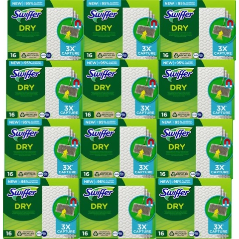Swiffer Vloerreiniger - Droge Vloerdoekjes - Navullingen - Vangt En Houdt Stof Vast - Voordeelverpakking 12 x 16 stuks