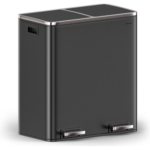 O'DADDY® Prullenbak Afvalscheiding - Prullenbak 60 liter – Prullenbak zwart – Prullenbakken - Prullenbak 2 vakken – Vuilnisbak 60 liter – Vuilnisbak afvalscheiding – Pedaalemmer 60 liter – Pedaalemmers - Afvalbak afvalscheiding - Afvalbak