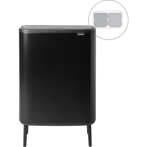 Brabantia Bo Touch Bin Hi Prullenbak - 2 x 30 l - Matt Black