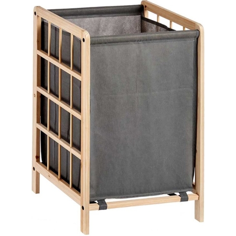 Kipit Wasmand Woodbox - met opvang waszak - 50 liter compartiment - 40 x 33 x 60 cm