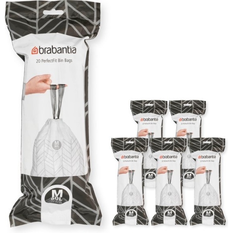 Brabantia PerfectFit Vuilniszakken - 60 l - Code M - 6 rollen x 20 stuks